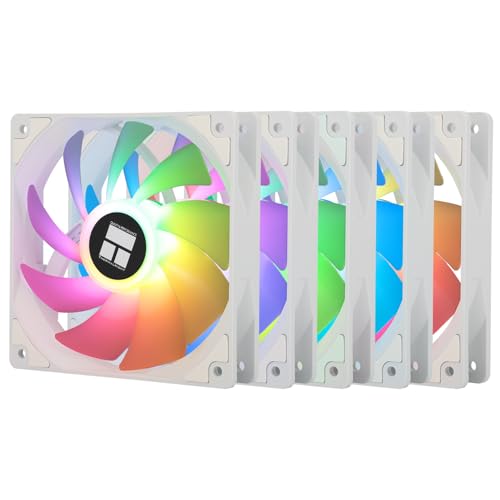 Thermalright TL-C12CW-S X5 Ventilateur d'air pour processeur 120 mm ARGB, ventilateur PWM silencieux avec roulement S-FDB, ventilateur jusqu'à 1550 tr min, ventilateur PC, lot de 5 ventilateurs