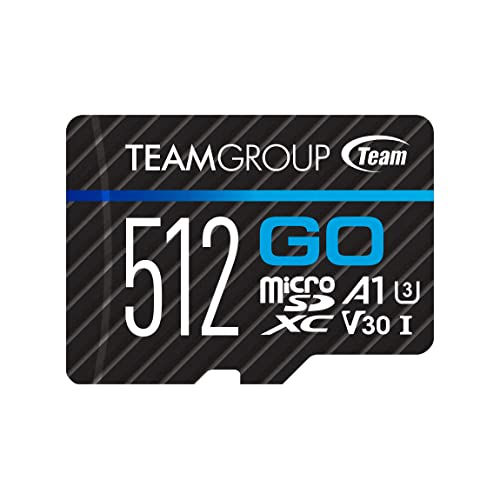 TEAMGROUP GO Card TGUSDX512GU303 Carte Micro SD 512 Go pour GoPro et caméras d'action, MicroSDXC UHS-I U3 haute vitesse avec adaptateur pour activités de plein air, sports, prise de vue 4K