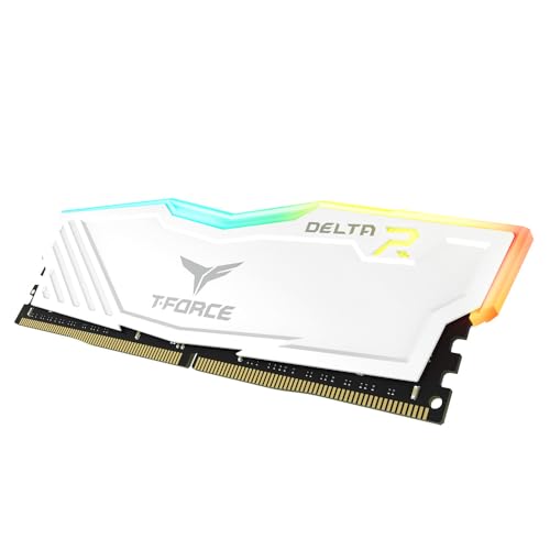 TeamGroup T-Force Delta RGB 16 Go de RAM DDR4 Upto 3600 MHz Mémoire pour jeu d'ordinateur de bureau avec overclocking en un clic - (16 Go, blanc) - TF4D416G3600HC18J01