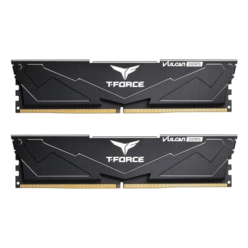 TEAMGROUP T-Force Vulcan FLBD564G6000HC38ADC01 Module de mémoire RAM DDR5 64 Go (2 x 32 Go) 6000 MHz (PC5-48000) CL38 Intel XMP 3.0 et AMD Expo, Noir