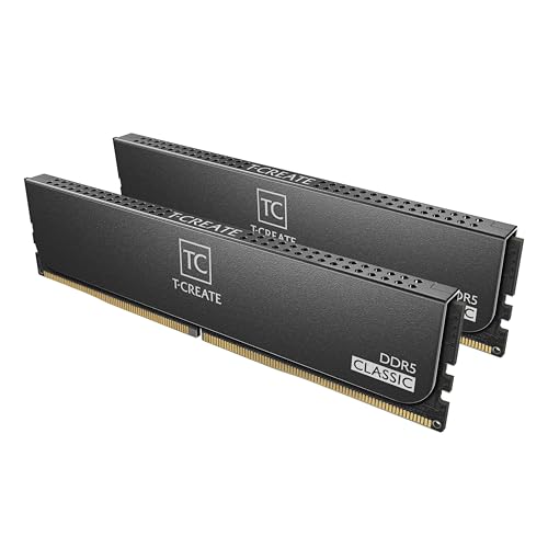 TEAMGROUP T-Create Expert CTCED532G6000HC38GDC01 Lot de 2 Barrettes de mémoire RAM DDR5 10 L 6000 MHz (PC5-48000) CL38-46-46-76 Intel XMP 3.0 et AMD Expo, Noir