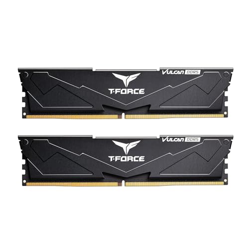 TEAMGROUP T-Force Vulcan FLBD564G6400HC34EDC01 Module de mémoire RAM DDR5 64 Go (2 x 32 Go) 6400 MHz (PC5-51200) CL34 pour chipset série 600 700 XMP 3.0 Noir