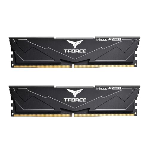 TEAMGROUP T-Force Vulcan Alpha DDR5 Ram 32 Go Kit (2 x 16 Go) 6000 MHz (PC5-48000) CL38 Module de mémoire RAM AMD Optimized Memory Black FLABD532G6000HC38JDC01