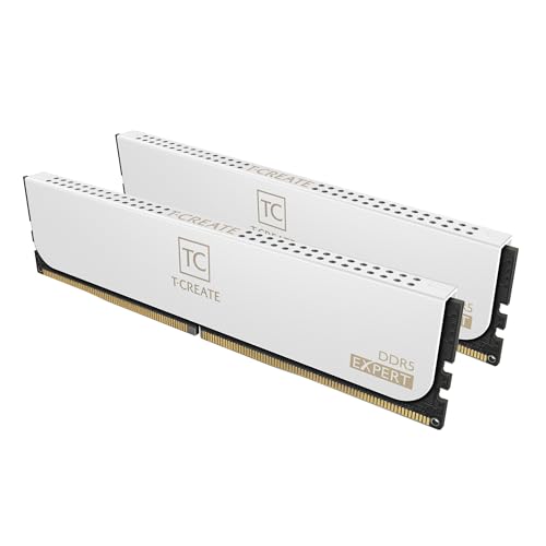 TEAMGROUP T-Create Expert CTCWD564G6400HC40BDC01 Lot de 2 barrettes de mémoire DDR5 6400 MHz PC5-51200 pour ordinateur de bureau compatible Intel XMP 3.0 et AMD Expo, blanc