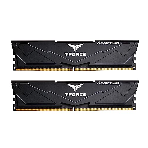 TEAMGROUP T-Force Vulcan FLBD532G6400HC32ADC01 Module de mémoire RAM DDR5 32 Go (2 x 16 Go) 6400 MHz (PC5-51200) CL32 pour chipset série 600 700 XMP 3.0 Noir