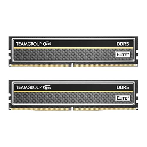 TEAMGROUP Elite Plus TPBD532G6400HC52DC01 Module de mémoire RAM DDR5 32 Go (2 x 16 Go) 6400 MHz PC5-51200 CL52 sans tampon non ECC 1,1 V UDIMM 288 broches (noir)