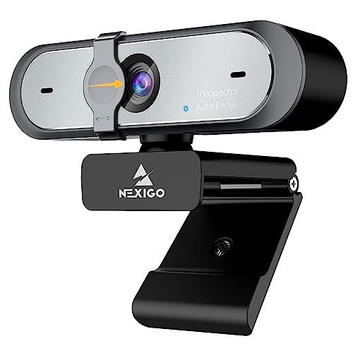 NexiGo N660P Webcam 60FPS AutoFocus pour PC, 1080P Caméra Web avec Deux Microphone et Cache de Confidentialité, USB Webcam pour OBS PC Caméra d'ordinateur, Correction de la lumière
