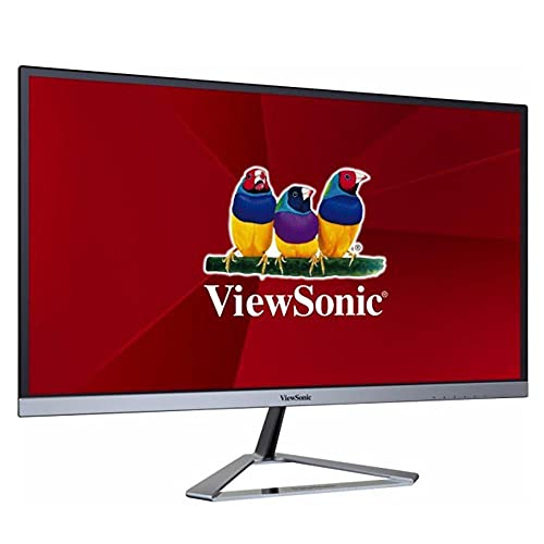 ViewSonic VX2476-SMH Moniteur 24 , Full HD, 4ms, 250 nits, VGA, HDMI, DisplayPort, hauts-parleurs, chassis argenté sans bords