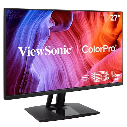 ViewSonic VP2756-2K Moniteur IPS 27'',QHD , sans bords sur 3 côtés, 100 sRGB, certifié Pantone, 5ms, 350 nits, HDMI, DisplayPort, USB-C, Rotation-Auto, ajustable en hauteur