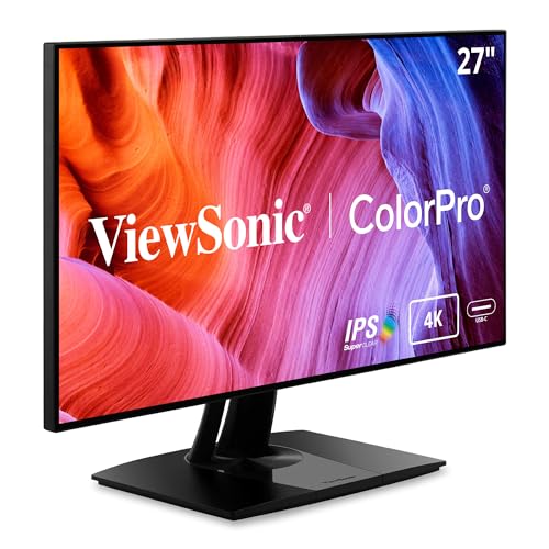 ViewSonic VP2768a-4K Moniteur 27'' 4K UHD 3840x2160 Pixels, 100 sRGB,Compatible HDR, 5ms, 350 nits, HDMI, DisplayPort, USB-C, ajustable en hauteur, pivotable, inclinable
