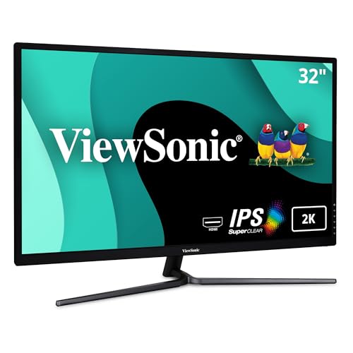 ViewSonic VX3211-2K-mhd Moniteur IPS 32 QHD, 3ms GtG, 250 nits, couleurs 10 bits, 100 sRGB, VGA, HDMI, DisplayPort, hauts-parleurs, H178 V178