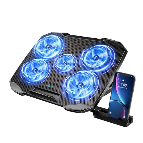 AIMIUZI Support de refroidissement pour ordinateur portable de 12 à 15,6 , 5 ventilateurs silencieux, 5 angles réglables (noir)