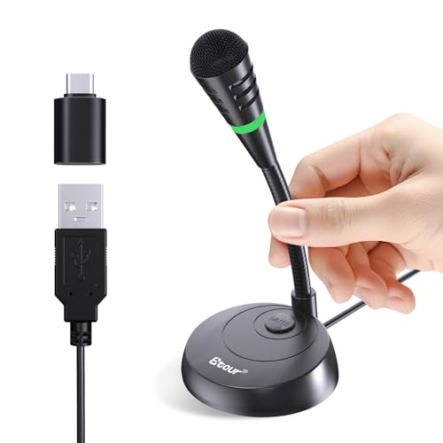 Micro pour Mac Mini M4, microphone USB C, plug play, microphone externe à condensateur cardioïde pour ordinateur portable, bouton muet avec indicateur LED, pour Windows, enregistrement, dictée