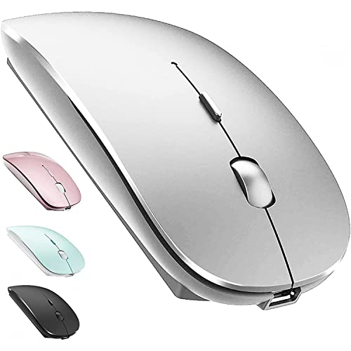 LEAPEST Souris Bluetooth sans fil pour MacBook Pro Air iPad ordinateur portable bureau - Souris de bureau fine et silencieuse avec adaptateur USB-C 2,4 GHz