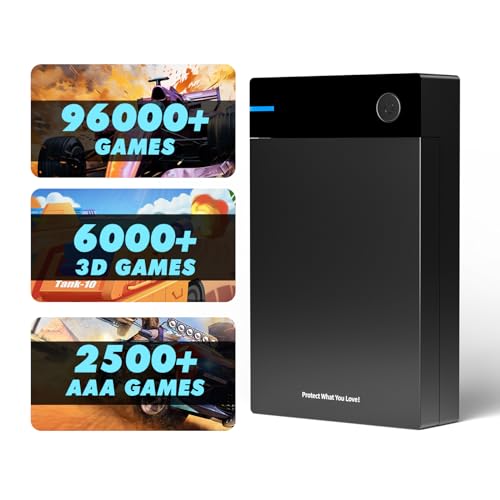 Kinhank Retro Game Disque dur avec plus de 40 000 jeux rétro, compatible avec plus de 400 émulateurs, disque dur de jeu portable pour Win 7 8 10 11 (12T)