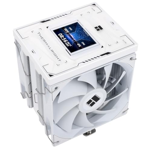 Thermalright Burst Assassin 120 Vision Refroidisseur de processeur blanc avec écran LCD IPS 2,4 résolution 320 x 240, double ventilateurs de processeur, refroidissement à air pour caloducs LGA1700