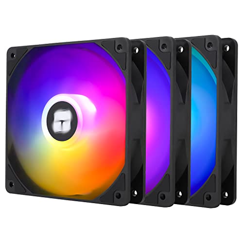 Thermalright TL-C12C-S Ventilateur de processeur 120 mm ARGB, ventilateur d'ordinateur silencieux PWM à 4 broches avec roulement S-FDB inclus, jusqu'à 1500 tr min (3 quantités)