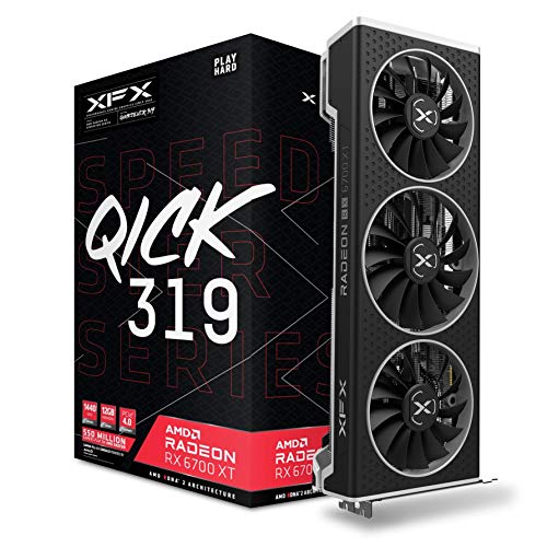 XFX Speedster QICK319 AMD Radeon RX 6700 XT Ultra Carte Graphique de Gaming avec GDDR6 HDMI 3xDP 12 Go AMD RDNA 2 RX-67XTYPUDP