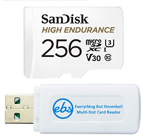 SanDisk 256 Go High Endurance Video MicroSDXC Card for Dash Cams Works with Garmin Mini 2, 47, 57, 67 W Series (SDSQQNR-256G-GN6IA) Bundle with Everything But Stromboli SD Micro SD Memory Card