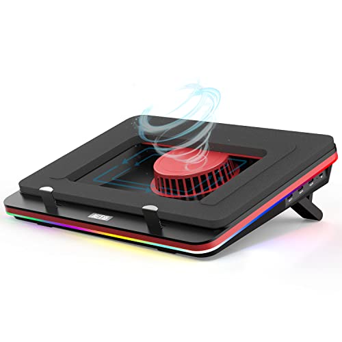 IETS GT500 Ventilateur Turbo Puissant 5000 Tours Min RGB pour Ordinateur Portable, Mousse d'étanchéité pour Refroidissement Rapide, Ordinateur Portable de Jeu 13 à 17.3 avec hub USB 3 Ports