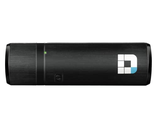 D-Link DWA-182 Adaptateur USB Wi-Fi AC Dual-Band - Débit Jusqu'à 1300Mbps - 802.11 a b g n ac - WPS - Interface USB 2.0 - Idéal pour Améliorer votre Connexion Wi-Fi sur Ordinateur Portable