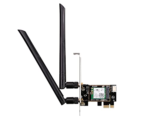 D-Link DWA-X582 Carte PCIe WiFi 6 AX3000 avec Bluetooth 5.0, MU-MIMO, bibande, antennes détachables à Gain élevé, WPA3, avec Support de Profil Bas, Compatible avec Windows