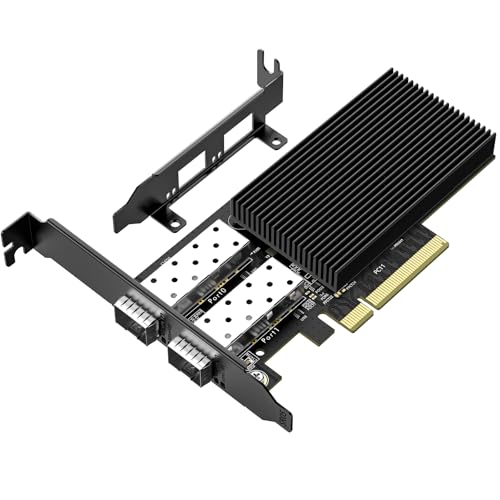 10Gb Carte Réseau PCIe avec Puce Intel 82599(X520-DA2), VIMIN NIC Double Port 10 Gbps SFP, 10Gbit PCI Express Adaptateur LAN Ethernet Support Windows 7 8 10 11 Linux VMware, Compatible avec X8 et X16
