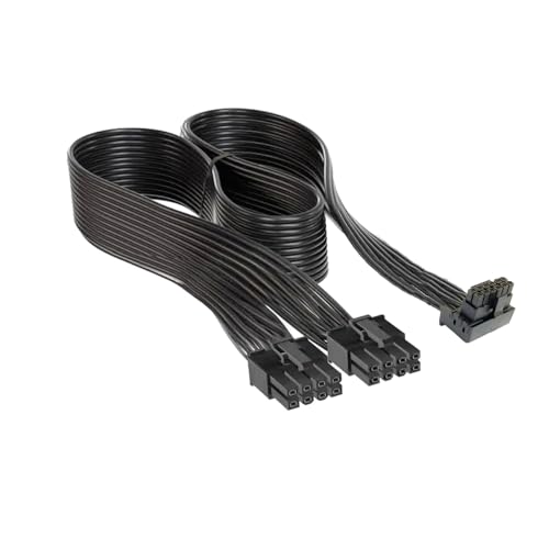 Thsion Câble d'alimentation 12 V HPWR à 90 degrés compatible avec Corsair, 600 W PCIe 5.0 Gen 5 8 broches vers 12 V-2 x 6 - Compatible avec les blocs d'alimentation RMX, RMe, HX, AX, SF uniquement