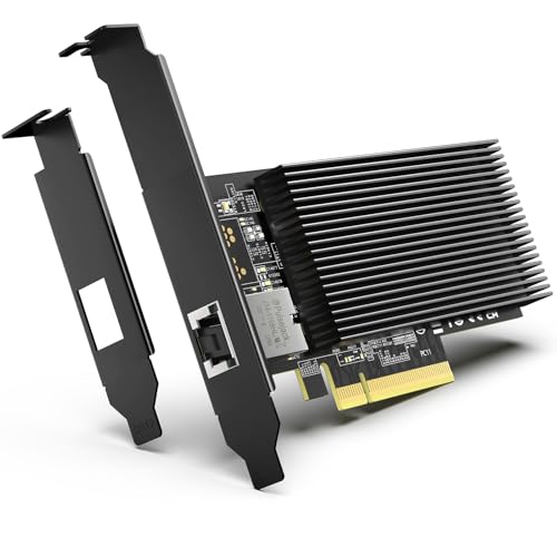Carte Réseau PCI-E 10G avec 10Gbps RJ45 Ports, Contrôleur Intel X540-T1, Carte Adaptateur Ethernet 10Gb VIMIN Compatible avec PCI Express X8, X16, Prend en Charge Windows Server Linux VMware