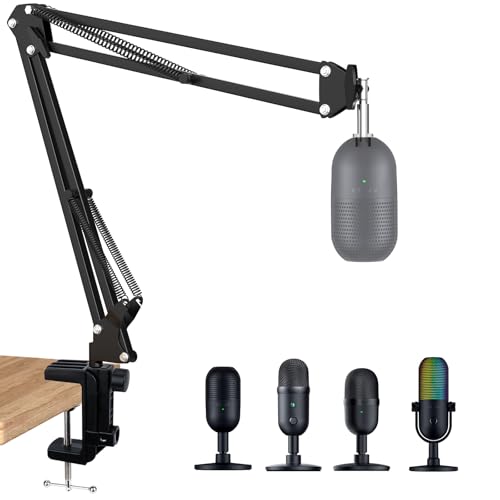 SUNMON Razer Seiren Bras de support pour micro avec housse en mousse pare-brise, compatible avec Razer Seiren MiniV3, V3 Chroma, V2 X, V2 Pro, Mini microphone USB