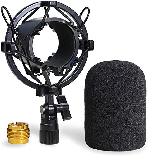AT2020 Shock Mount with Pop Filter - Foam Windscreen with Microphone Shockmount Reduces Vibration Noise and Blocks Out Plosives for Audio Technica AT2020 AT2035 ATR2500 Condenser Mic by YOUSHARES