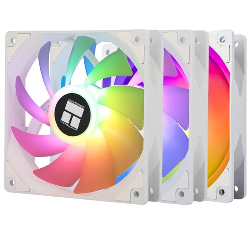 Thermalright TL-C12CW-S X3 Ventilateur de processeur 120 mm ARGB blanc, ventilateur de refroidissement silencieux PWM 4 broches avec roulement S-FDB inclus, ventilateur de refroidissement jusqu'à 1500