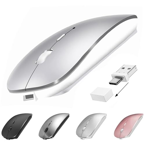 Souris sans fil Bluetooth USB C C pour MacBook Air, Pro, iMac ordinateur portable, ordinateur de bureau, souris rechargeable et silencieuse BT5.2 3.0