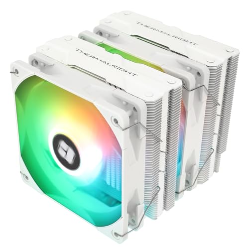 Thermalright Peerless Assassin 120 Refroidisseur d'air pour processeur ARGB Blanc 6 caloducs Éclairage ARGB 5 V Double ventilateur TL-C12W-S PWM Technologie AGHP pour AMD AM4 AM5 Intel