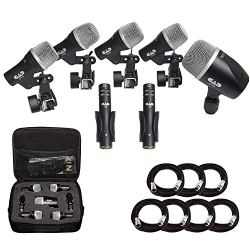 CAD Audio Stage7 Premium 7 pièces Tambour Instrument Mic Lot avec Housse de Transport en Vinyle et 7–25 'Câbles XLR