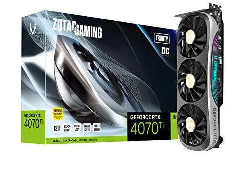 Zotac Gaming GeForce RTX 4070 Ti Trinity OC DLSS 3 12 Go GDDR6X 192-bit 21 Gbps PCIE 4.0 Carte Graphique de Jeu, IceStorm 2.0 Advanced Cooling, Spectra 2.0 RGB Lighting, ZT-D40710J-10P