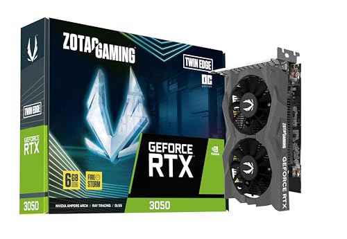 ZOTAC Gaming GeForce RTX 3050 6 Go GDDR6 Twin Edge OC 96 bits 14 Gbps PCIE 4.0 Super Compact Gaming Carte graphique ZT-A30510H-10L