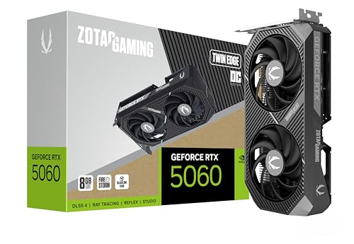 ZOTAC Gaming GeForce RTX 5060 Twin Edge OC DLSS 4 8 Go GDDR7 128 Bits 28 Gbps PCIE 5.0 Carte Graphique de Jeu, Carte compacte prête pour SFF, ZT-B50600H-10M