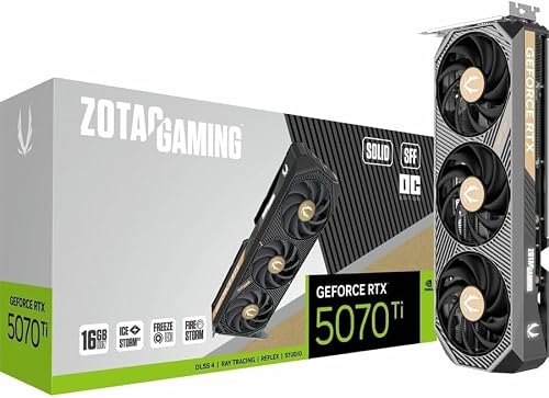 ZOTAC Gaming GeForce RTX 5070 Ti Solid SFF OC DLSS 4 16 Go GDDR7 256-bit 28 Gbps PCIE 5.0 Gaming Carte Graphique, IceStorm 2.0 Advanced Cooling, ZT-B50710J3-10A