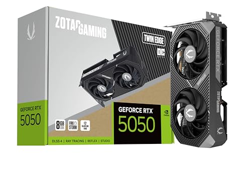 ZOTAC Gaming GeForce RTX 5050 Twin Edge OC DLSS 4 8 Go GDDR6 128 bits 20 Gbps PCIE 5.0 Carte graphique de jeu, carte compacte prête pour SFF, ZT-B50500H-10A