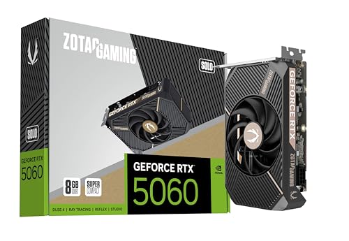 ZOTAC Gaming GeForce RTX 5060 Solo DLSS 4 8 Go GDDR7 128 Bits 28 Gbps Carte Graphique Gaming PCIE 5.0, Carte Ultra compacte prête pour Le SFF, ZT-B50600G-10A