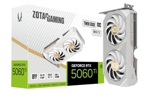 ZOTAC Gaming GeForce RTX 5060 Ti 8 Go Twin Edge OC White Edition DLSS 4 8 Go GDDR7 128 Bits 28 Gbps PCIE 5.0 Carte Graphique de Jeu, IceStorm 2.0 Cooling, SFF-Ready, ZT-B50610Q-10A