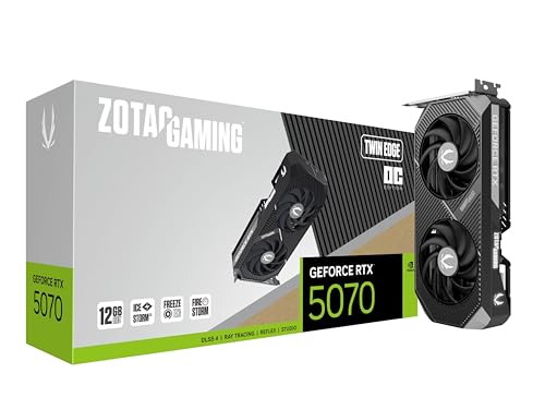 ZOTAC Gaming GeForce RTX 5070 Twin Edge OC DLSS 4 12 Go GDDR7 192 Bits 28 Gbps Carte Graphique Gaming PCIE 5.0, Refroidissement IceStorm 2.0, prêt SFF, ZT-B50700H-10A