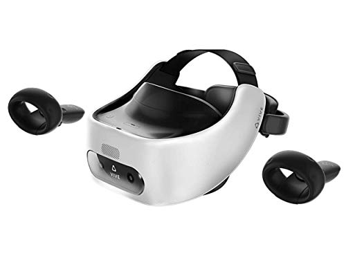 HTC Vive Pro Focus Plus 6DOF VR Headset in Almond White Bundle Including VR Headset, Controllers, Face Cushion, QC 3.0 Charger and USB Type-C Cable