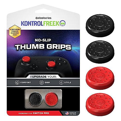 KontrolFreek Lot de 4 poignées antidérapantes pour manette Nintendo Switch Pro - Rouge et noir
