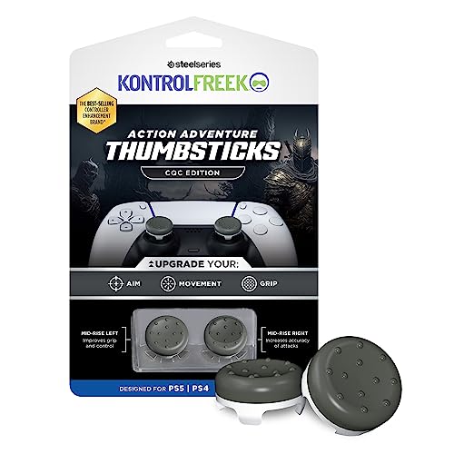 KontrolFreek CQC Classic Grips pour Manette PS5 | 2X Capuchons de Joystick Low-Rise pour PlayStation 5 PS4 | Agilité Contrôle Améliorés | Gris Blanc
