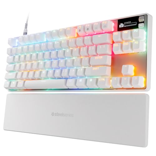 SteelSeries Commutateurs Apex Pro TKL Gen 3 OmniPoint 3.0 Blancs — Actionnement réglable — Déclenchement Rapide — Préréglages prêts pour Le Jeu — Mode de Protection — Rapid Tap SOCD — OLED — RGB —