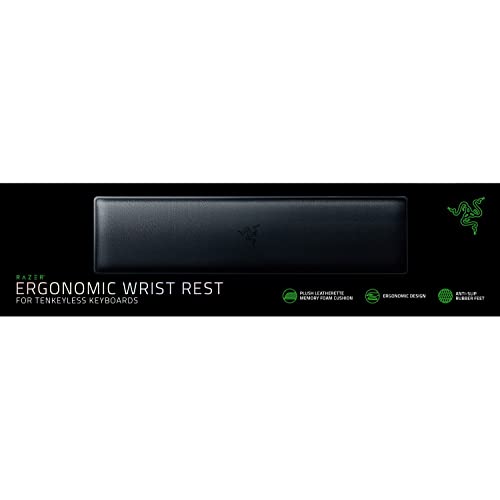 Razer Repose-poignet ergonomique pour claviers sans pavé numérique, en mousse à mémoire et similicuir, patins antidérapants en caoutchouc