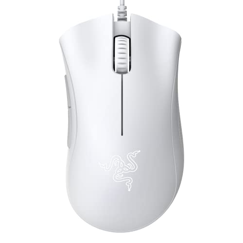 Razer DeathAdder Essential Souris de Jeu capteur Optique 6400 DPI - 5 Boutons programmables - Commutateurs mécaniques - Poignées latérales en Caoutchouc - Blanc Mercure