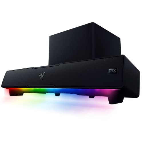 Razer Leviathan V2 Barre de Son pour PC de Gaming Multi-Driver avec Subwoofer - THX Spatial Audio - Design Compact - Chroma RGB - Bluetooth 5.2 - pour Ordinateur de Bureau Portable, Smartphones